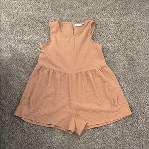 ASOS Tan Romper Relaxed Fit Elastic Waist with Pockets